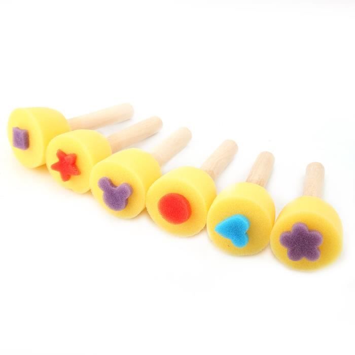 30 Pinceaux éponge + 5 Palettes De Mélange Pour Peinture – Tailles Variées, Manche En Bois, Pour Enfants Et Activités Créatives (DIY, Céramique, Artisanat)