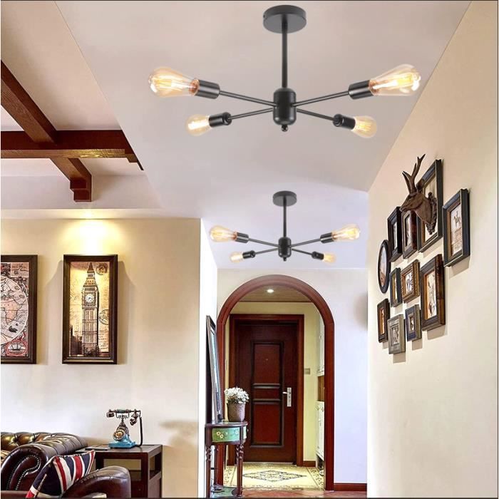 Plafonnier Industriel,6 Lumières Lustre,Moderne Suspension Luminaire