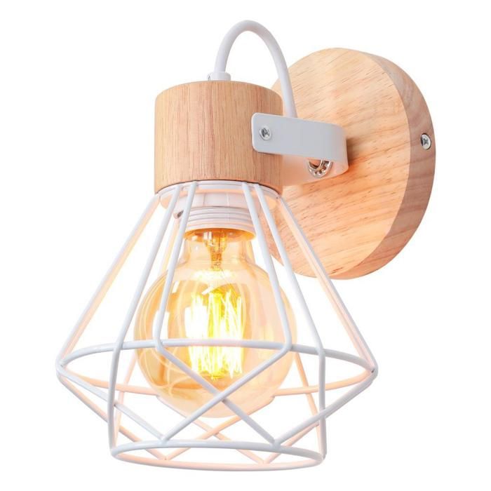 Applique Murale Vintage Hofstein En Bois – Gris Bleu/marron, 1 Ampoule, Neuve