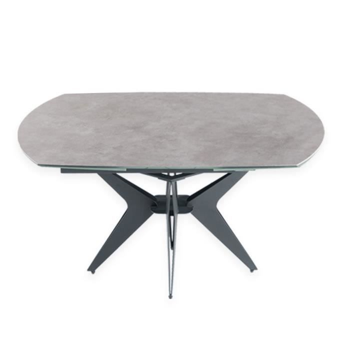 table de repas extensible - inside 75 - blade - plateau céramique finition béton - gris - 8 places