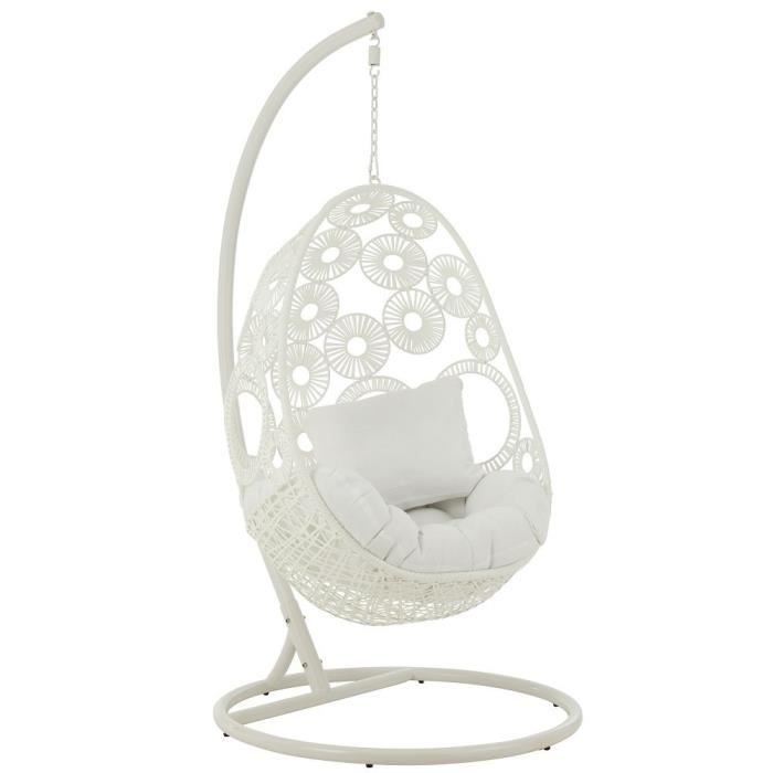 Fauteuil suspendu VANA en Aluminium et roseau blanc blanc Metal Inside75