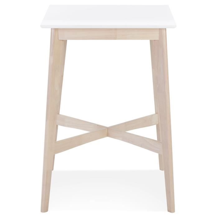 Table haute KOKIDO en bois blanc et finition naturelle - Dimensions : 70x70x105 cm