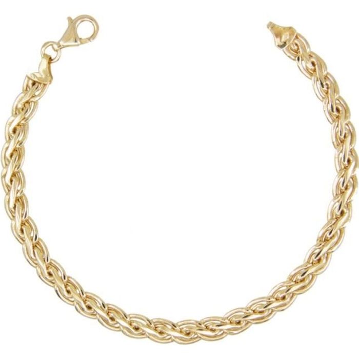 Bracelet Or 18 Carats 750/00 Maille Palmier Plate Jaune - Femme - LATELIER DAZUR Bracelet Or 18 Carats 750/00 Maille Palmier Plate Jaune - Femme - LATELIER DAZUR