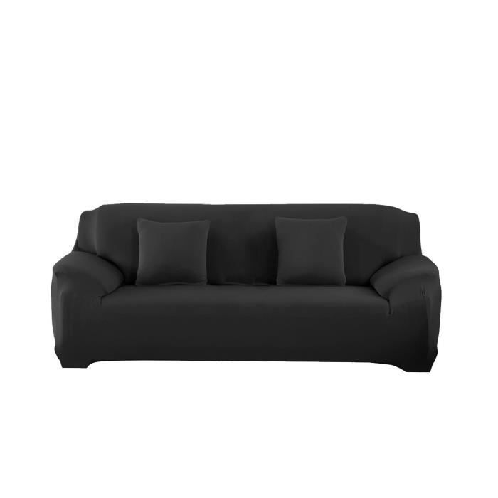 Blanc 4353 Housse de canap/é 3 places couleur unie tissu /élastique facile /à enfiler