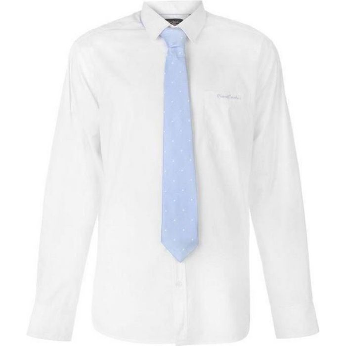 Chemise En Coton Homme Pierre Cardin Blanche Avec Cravate