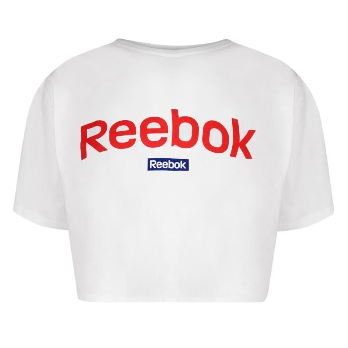 REEBOK T-Shirt Crop Top Linear Logo - Femme - Blanc