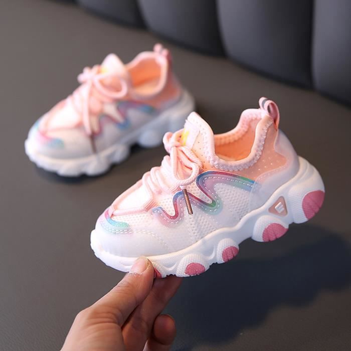 Tout-petit bébé enfants bébé filles maille respirant à lacets chaussures  souples baskets Rose - Cdiscount Chaussures