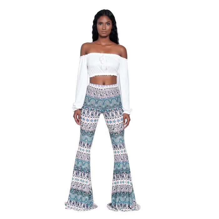 Pantalon femme élégant slim évasé taille haute bas cloche pour tenues