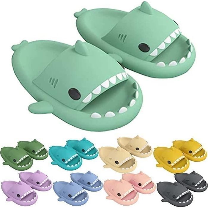 Tongs Requin Cloud - Pantoufles Douche Antidérapantes EVA - Pour Homme Et Femme - Plage, Piscine, Maison