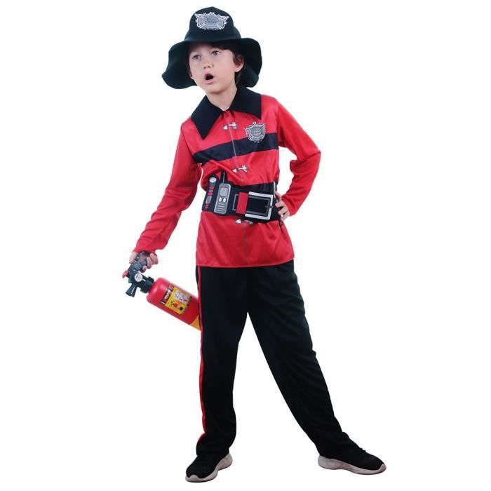 Deguisement Enfant Pompier Costume Cosplay pour Carnaval Halloween Garçon  Fille 2-10 ans - Cdiscount Jeux - Jouets