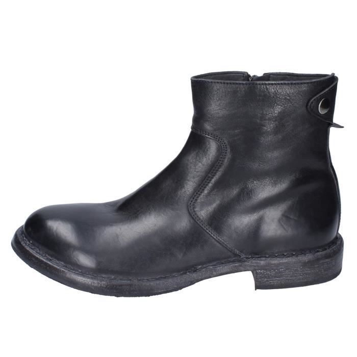 Bottines Femme Creative MOMA 807 TERRY BLACK - Cuir, Talon Bas, Pointures 34 à 41, Neuves Avec Boîte