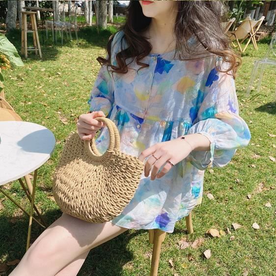 Chemise Bloomchic Noire Col V à Volants Manches Florales – Grande Taille 14-16