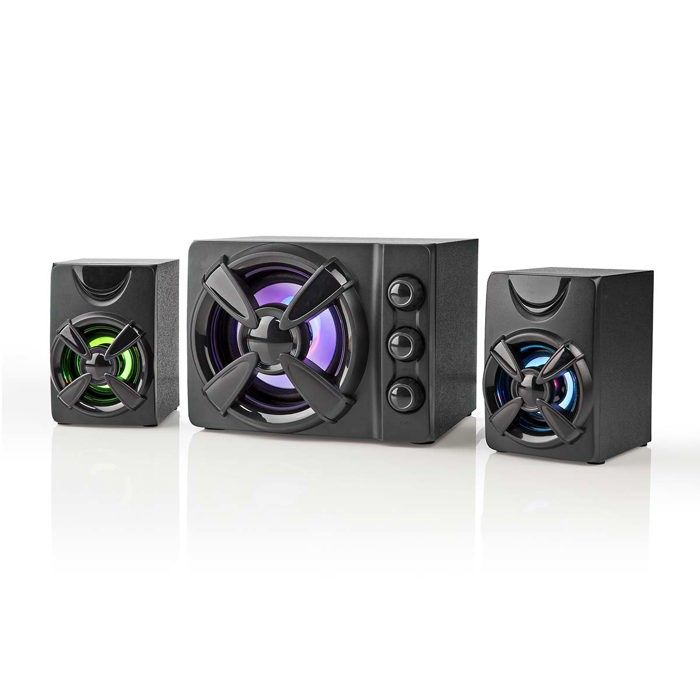 Haut Parleur de Jeux - NEDIS - GSPR31021BK - 2.1 Canaux - USB - LED Multicolores