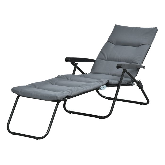Outsunny - chaise longue - Acier - 153x58x89cm - Gris