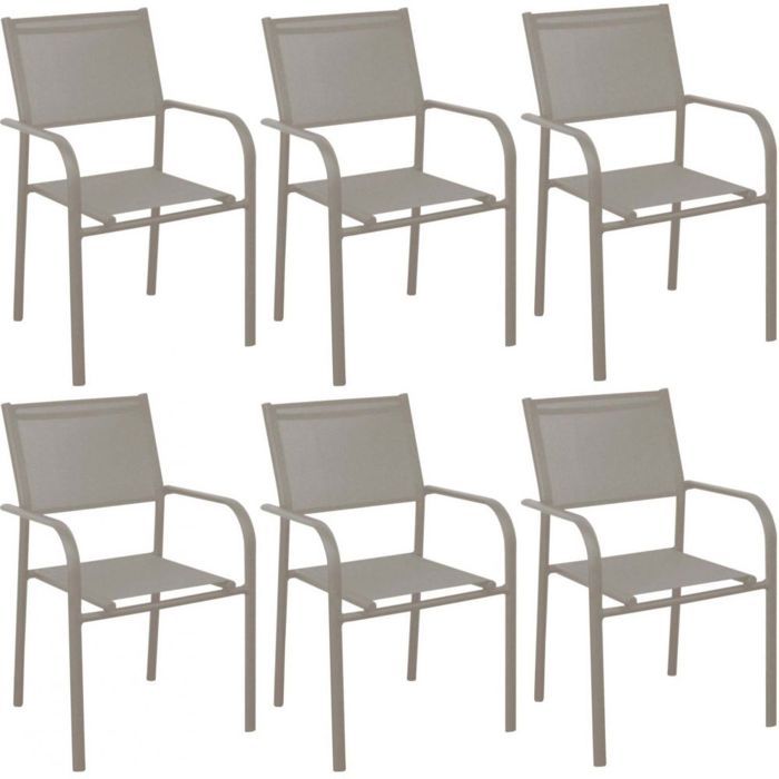 fauteuil de jardin - proloisirs - duca - aluminium epoxy - empilable - lot de 6