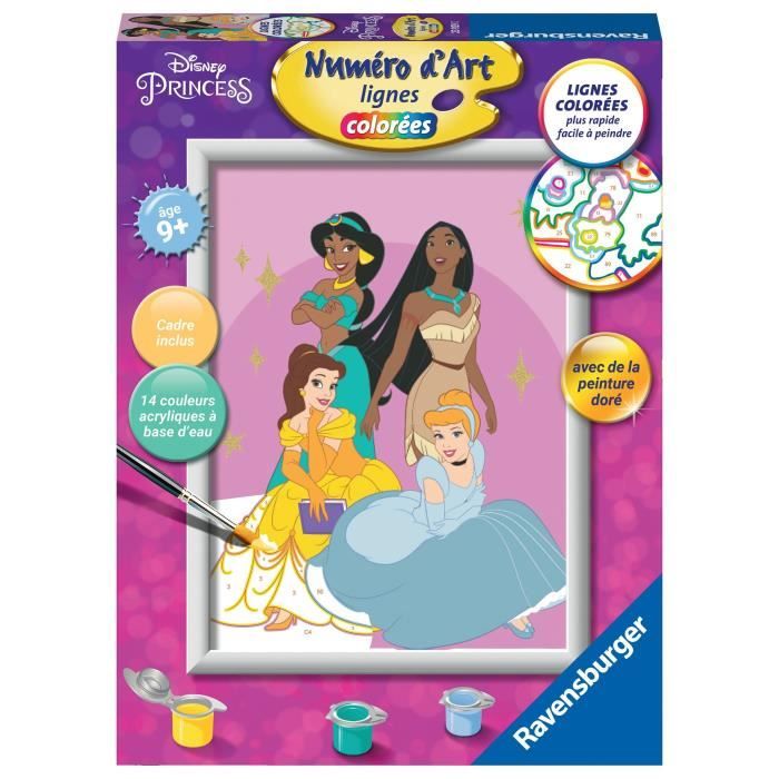 N° d’Art Disney Princess, format 18x24cm,Kit de peinture par numéros, Dès 7 ans, 23929, Ravensburger