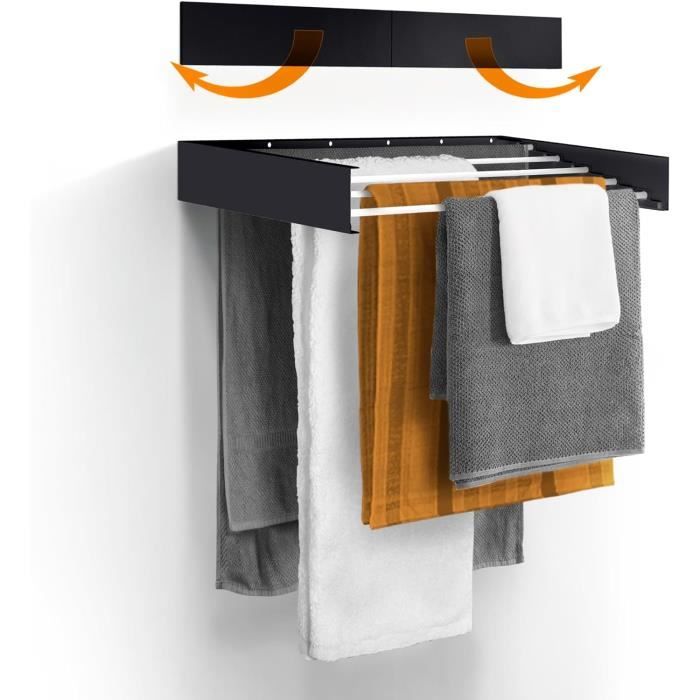 Step Up Étendoir à Linge Mural Rétractable 100 Cm – Blanc, 6 Tiges, 27 Kg Capacité, Intérieur/Extérieur, Gain De Place Élégant Pour Balcon, Buanderie, Cuisine