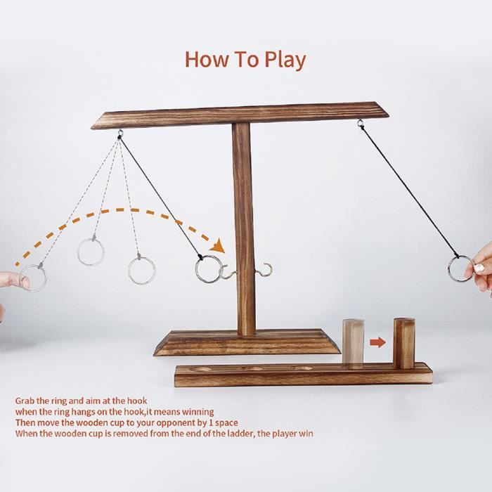 Jeu de lancer d'anneau crochet de lancer en bois et échelle de tir tir jeu  interactif fête famille jeu-journal couleur - Cdiscount Sport