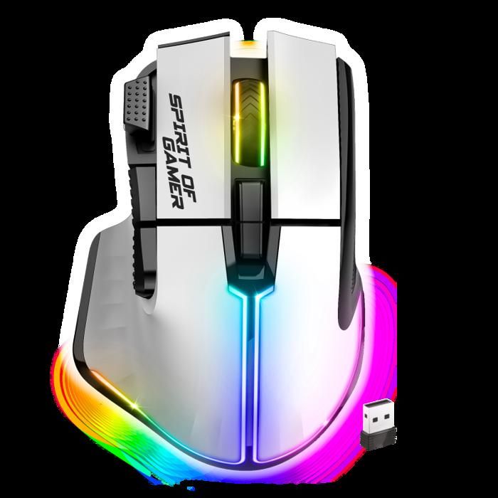 Souris Gamer Filaire Blanche Ergonomique PC 12800 DPI, 8 Boutons Programmables dont 1 Rapid Fire, 13 Effets de Rétroéclairage RGB