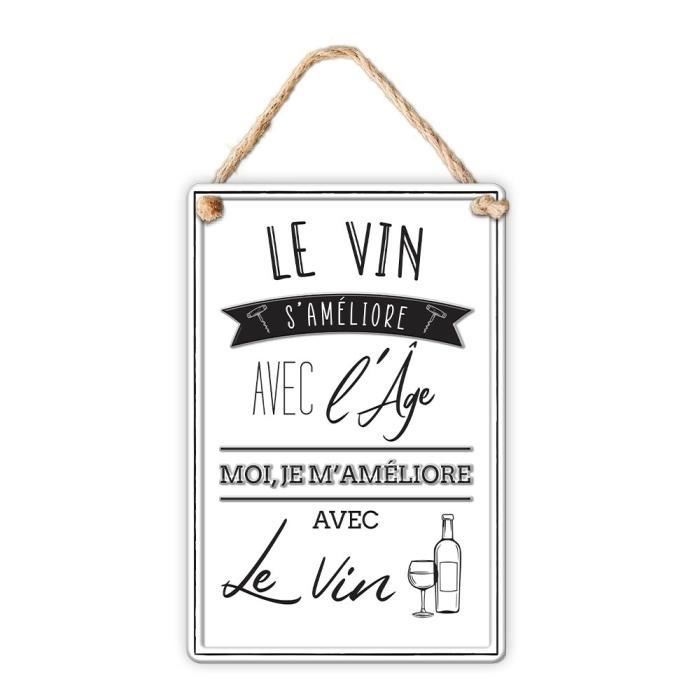 plaque métal vintage Le vin rend fort