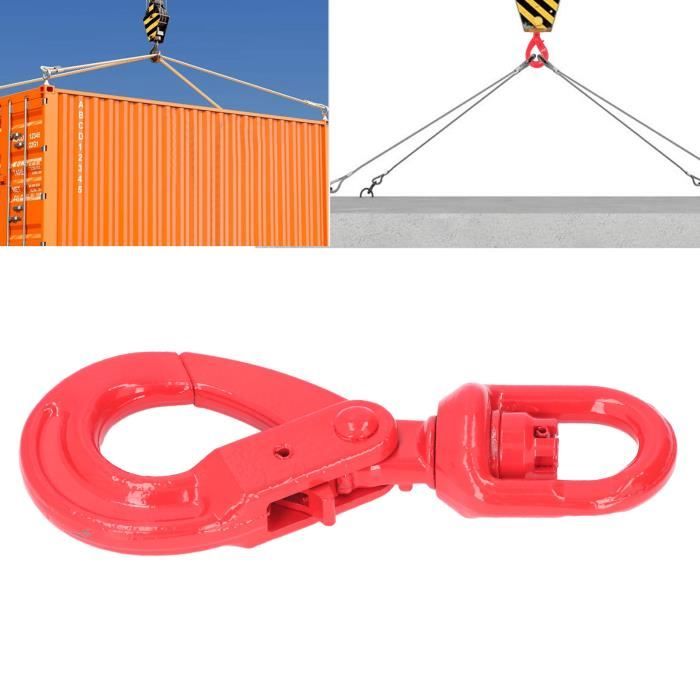 Crochet De Grue G80 1.12T - Acier Forgé Rotatif Avec Verrou Sécurité, Peinture Anti-Corrosion, Pour Levage Industriel, Chantier, Navires
