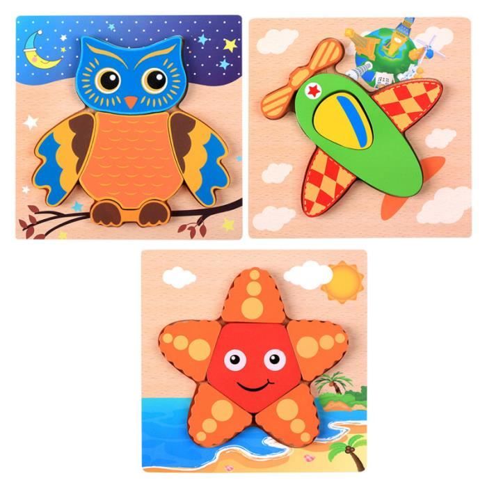 Lot De 6 Puzzles Bois Enfant 24 Pièces - Animaux Par écosystème, Avec Plateaux Et Modèles, éducatif 3-8 Ans, Cadeau - 6