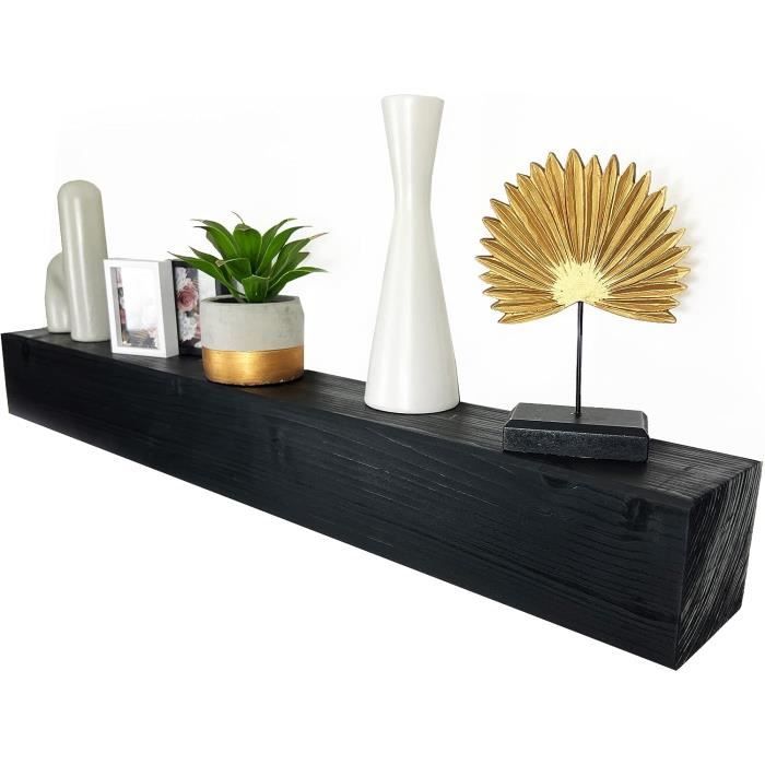 Étagère En Bois Massif Avec Incrustations De Laiton – Artisanale Inde – Pose Ou Suspension
