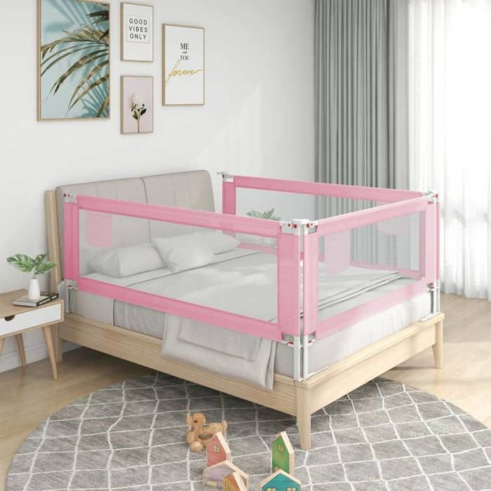 vidaXL Barrière de sécurité de lit d'enfant Rose 160x25 cm Tissu 10203