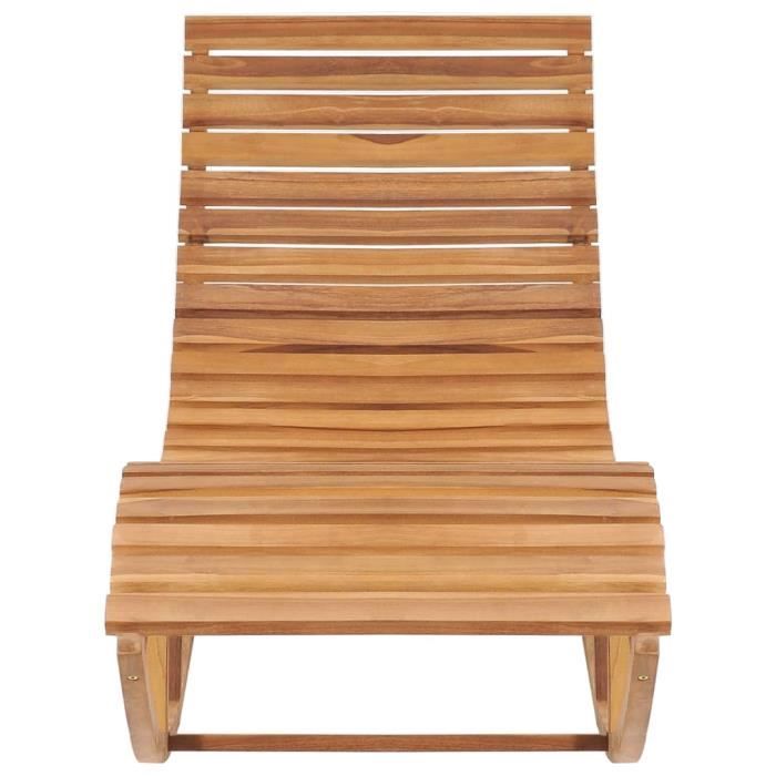 Chaise Longue En Teck Massif Avec Coussin Bleu - Dossier Et Repose-pieds Réglables, Roues, Plateau - Jardin
