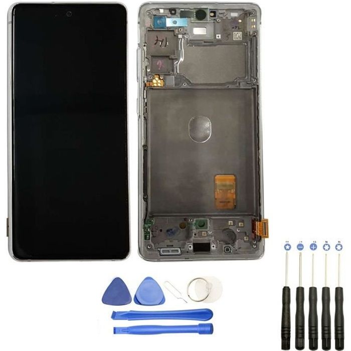 Ecran complet: Vitre + LCD sur châssis compatible avec Samsung Galaxy S20 FE 5G SM-G781B blanc + Kit outils