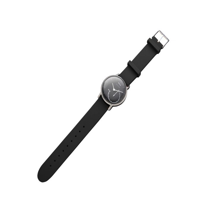 Montre dactivités connectée - WITHINGS - STEEL 651 - Cadran acier inox 36 mm - Bracelet silicone noir - Étanche