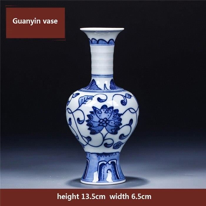 Vase En Céramique Bleu Et Blanc Style Chinoiserie - 22,6 Cm De Haut, Décoration Intérieur, Pour Fleurs Ou Décoration Seule