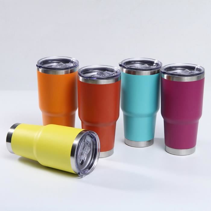 Lot de 12 gobelets fins en acier inoxydable avec pailles et couvercles - Isolation sous vide à double paroi - Tasse à café de voyage - 591 ml - 12 couleurs