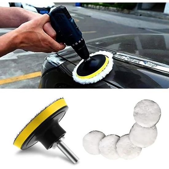 Lot De 4 Tampons Polissage Laine 125mm Pour Voiture - Kit Disque Polissage Avec Adhésif