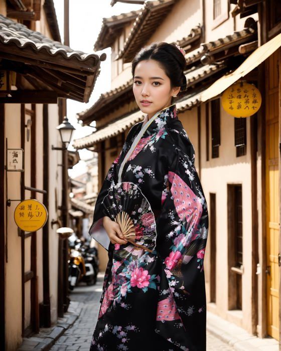 Robe kimono japona Geisha Yukata Robe de bain en Satin fleur de paon avec accessoires pour femmes. Z5199 Cdiscount Maison
