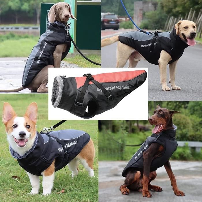 Manteaux D hiver Pour Chiens Pandawant Veste Confortable Coupe vent Chien Manteau D hiver Harnais Col Fourrure Gilet Chau Cdiscount