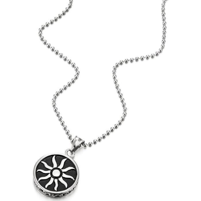 COOLSTEELANDBEYOND Or Barbell Haltère Pendentif - Collier Homme Garçons Acier Inoxydable - Avec 60CM Chaîne De Boule