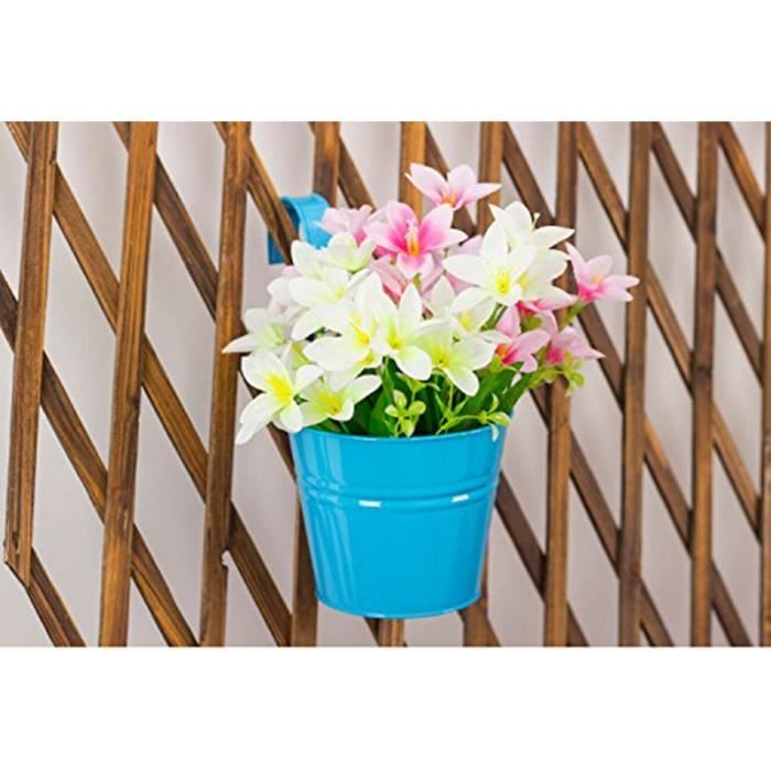 Lot De 4 Pots De Fleurs à Suspendre En Métal Noir Avec Crochet Amovible Pour Exterieur Interieur Cloture Balcon Jardin Decoration De Maison 99089462