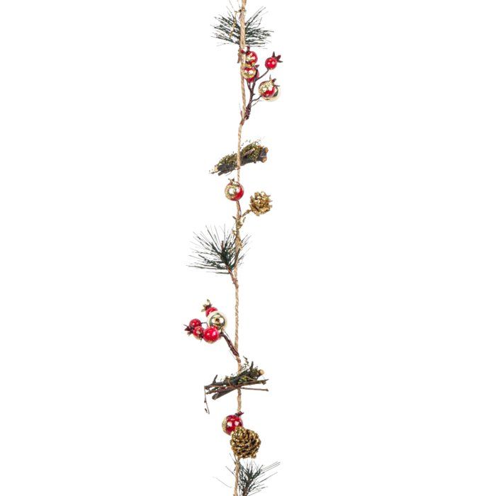 Guirlande Lumineuse Sapin De Noël Avec Baies Rouges Et Pommes De Pin - 2m De Lumières & 20 LED