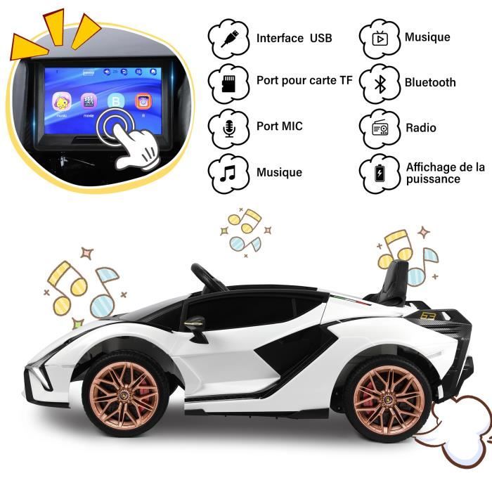 Voiture lectrique pour enfants Lamborghini MP4 Blanc 12V avec