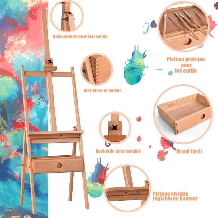 Akozon Chevalet d'artiste pliable en ferroalliage réglable pour dessin