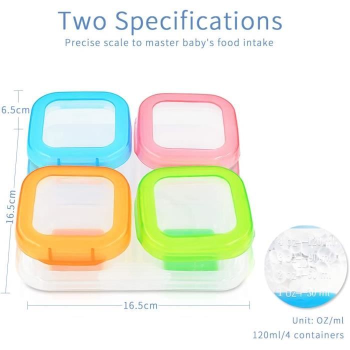 HI NATURE™ Boîte de Conservation Bébé en Silicone – 2 Plateaux 14 Portions 4 Cuillères – Contenants de Congélation pour Aliments Bébé – Sans BPA – Congélateur (Vert Orange) : .be: Bébé et Puériculture