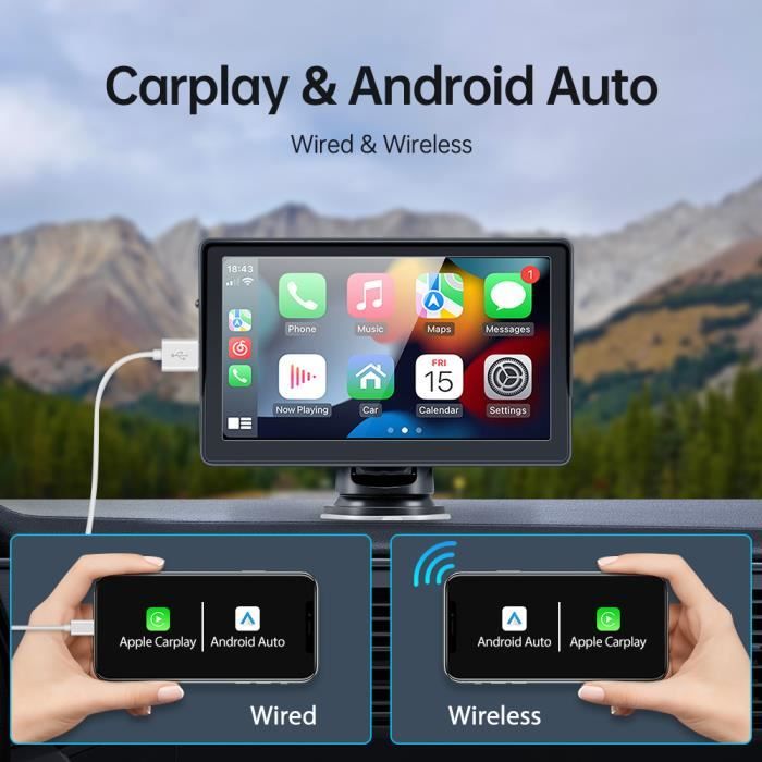 GEARELEC Autoradio Universel 7 Lecteur Vidéo Portable avec Carplay Android  Auto et Caméra de Recul - Cdiscount Auto