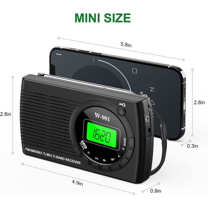 Radio Portable FM/AM/SW Corpower - Excellente Réception, écran LCD, Alarme, Pile AA