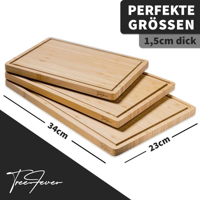 HOMWE Lot De 3 Planches à Découper Plastique Cuisine - Avec Poignées Et Rainures Anti-Jus - Tailles Petite, Moyenne Et Grande