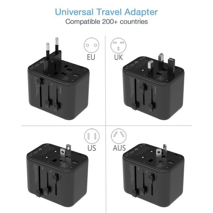 7 En 1 Adaptateur Prise USA Adaptateur Voyage,Adaptateur Prise France Vers USA Avec 3USB Et 1USB C Et 3Prises,Adaptateur USA Adaptateur Prise Americaine Japon Thaïlande Canada CA Mexique Colombie
