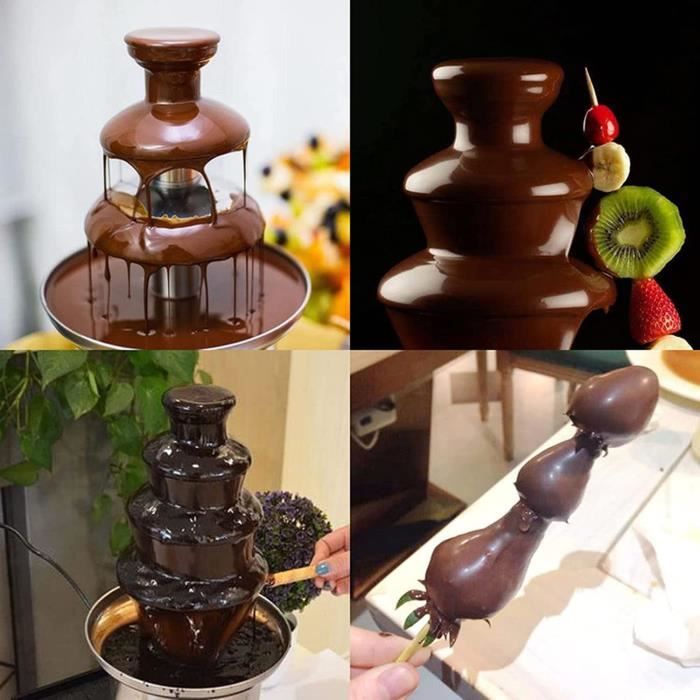 Fontaine Chocolat Chaud 220V Fontaine à Chocolat électrique 4 étages Zalydala - Capacité 1,2L, Température Réglable, Argenté