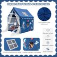 DREAMADE Tente de Jeux Enfants avec Porte de Rideau Longue, Tapis Amovible en Coton, Fenêtres en Maille, 121 x 105 x 137CM, Bleu-2