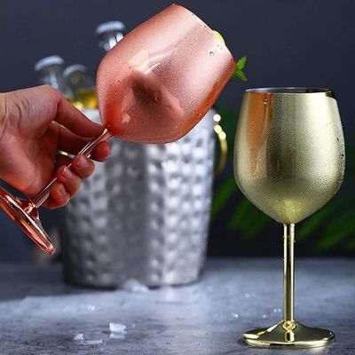 Verres à Vin En Acier Inoxydable MUXHEL - Lot De 6, 350 Ml, Design Avec Pied Pour Vin Rouge/Champagne