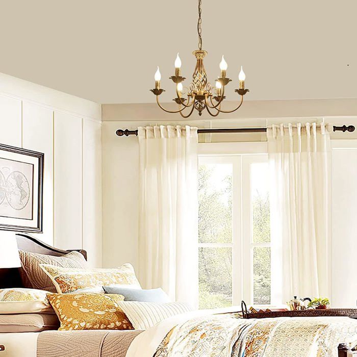 CNMKLM Pendentif Lampe Rétro Suspension Lustre Antique Classique Restaurant Bougie Lampe Réglable En Hauteur E14 Abat-Jour Plafonnier Salon Style